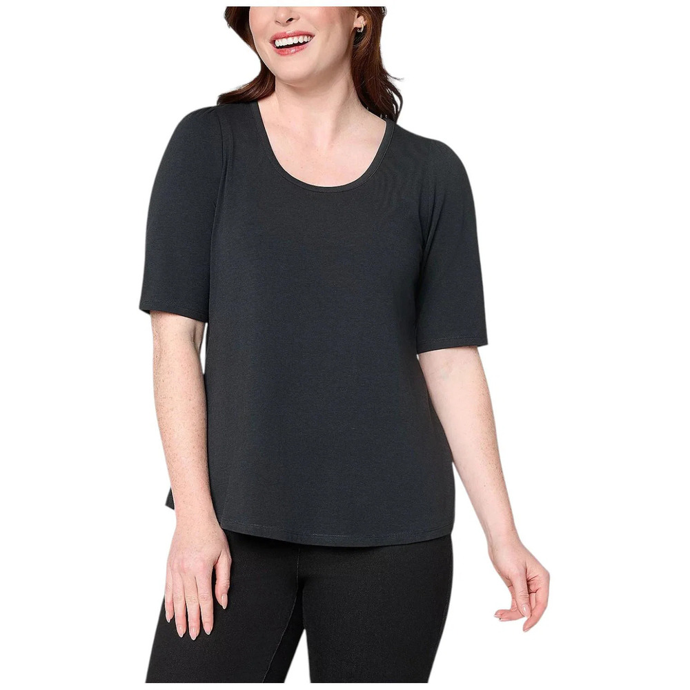 Ree by The Pioneer Woman Women`s Essntls Elbow Slv Knit Tunic Top Blk - Regular